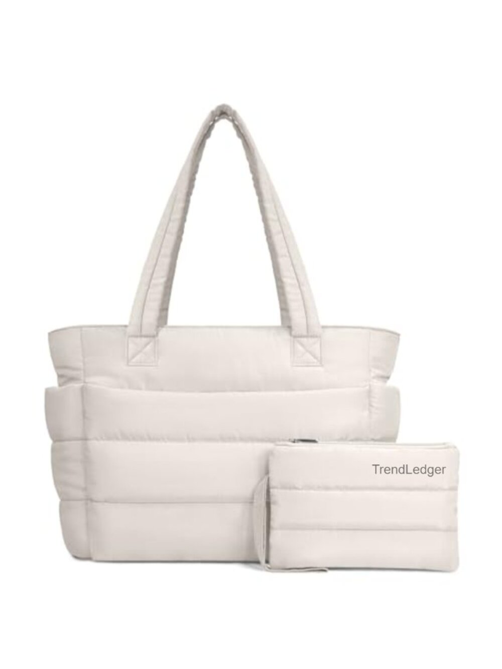 Lightweight Quilted Puffer Tote Bag with Compartments for Work Travel Gym